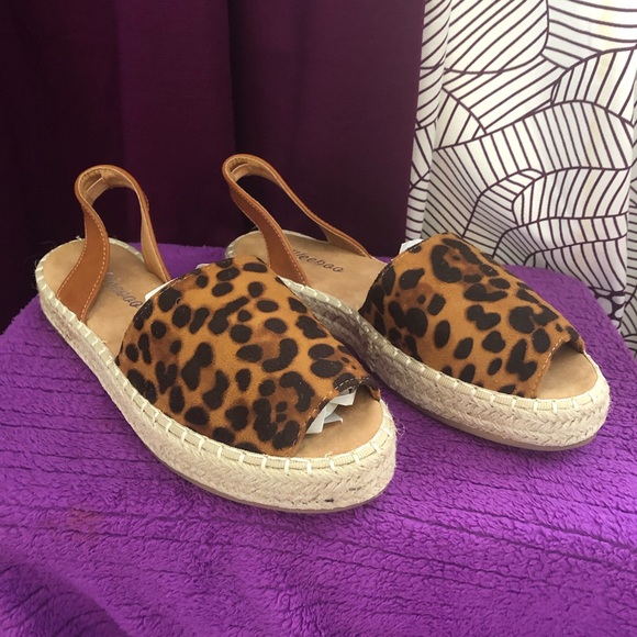 Leopard peep toe espadrilles sling back - Picture 5 of 5